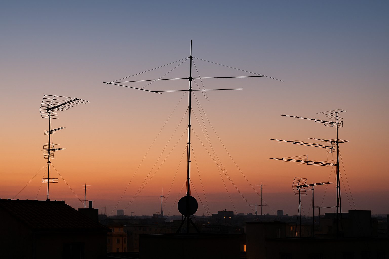 antenas tejados ciudad